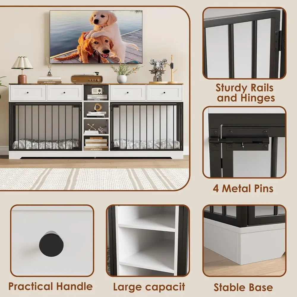 Wooden Dog Crate With Drawers Heavy Duty Indoor Kennel