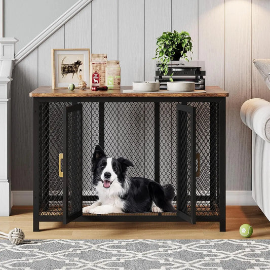 HiMISS Heavy Duty Wooden Dog Crate Furniture With Top Access