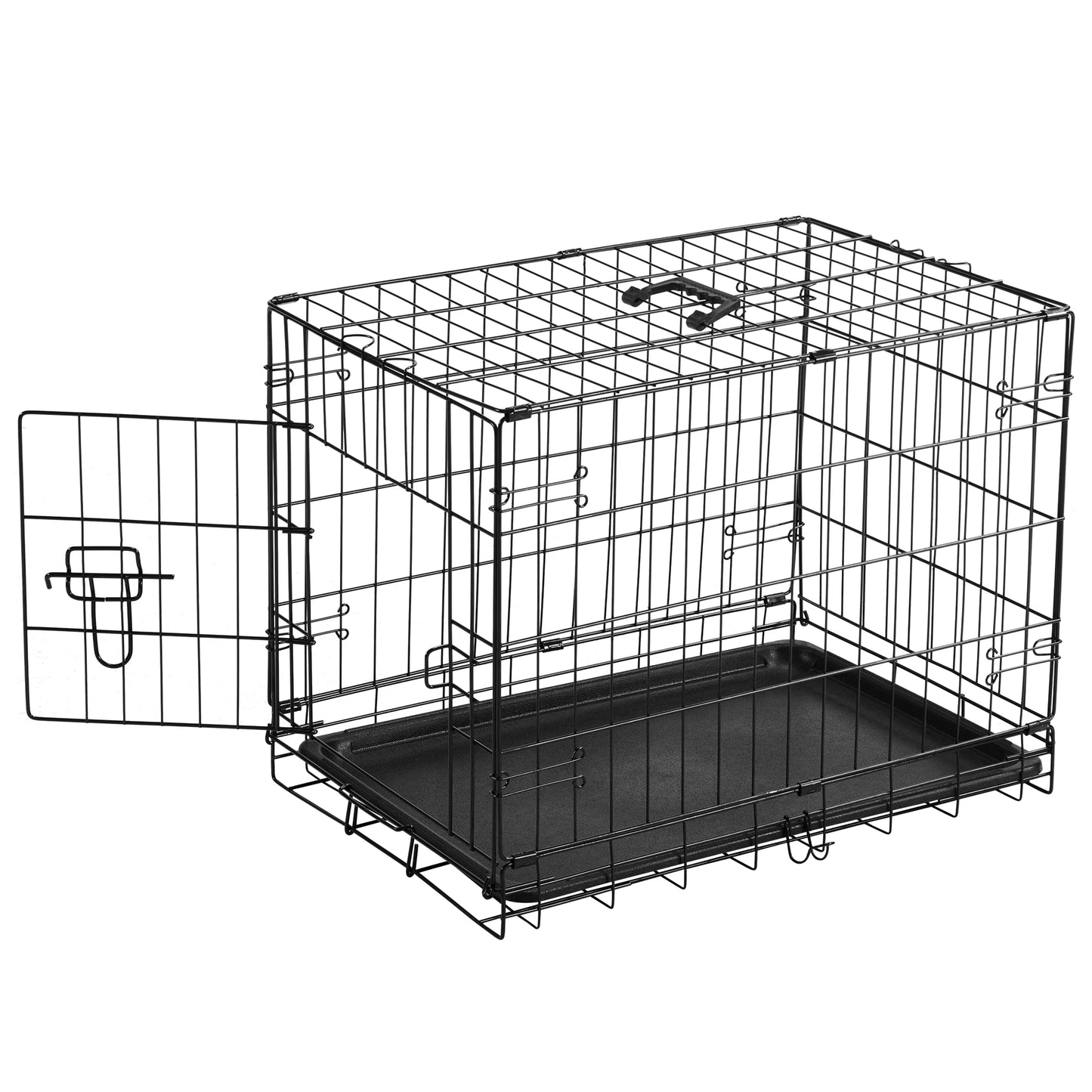 JHK Folding Metal Wire Dog Cage With Leak-Proof Pan
