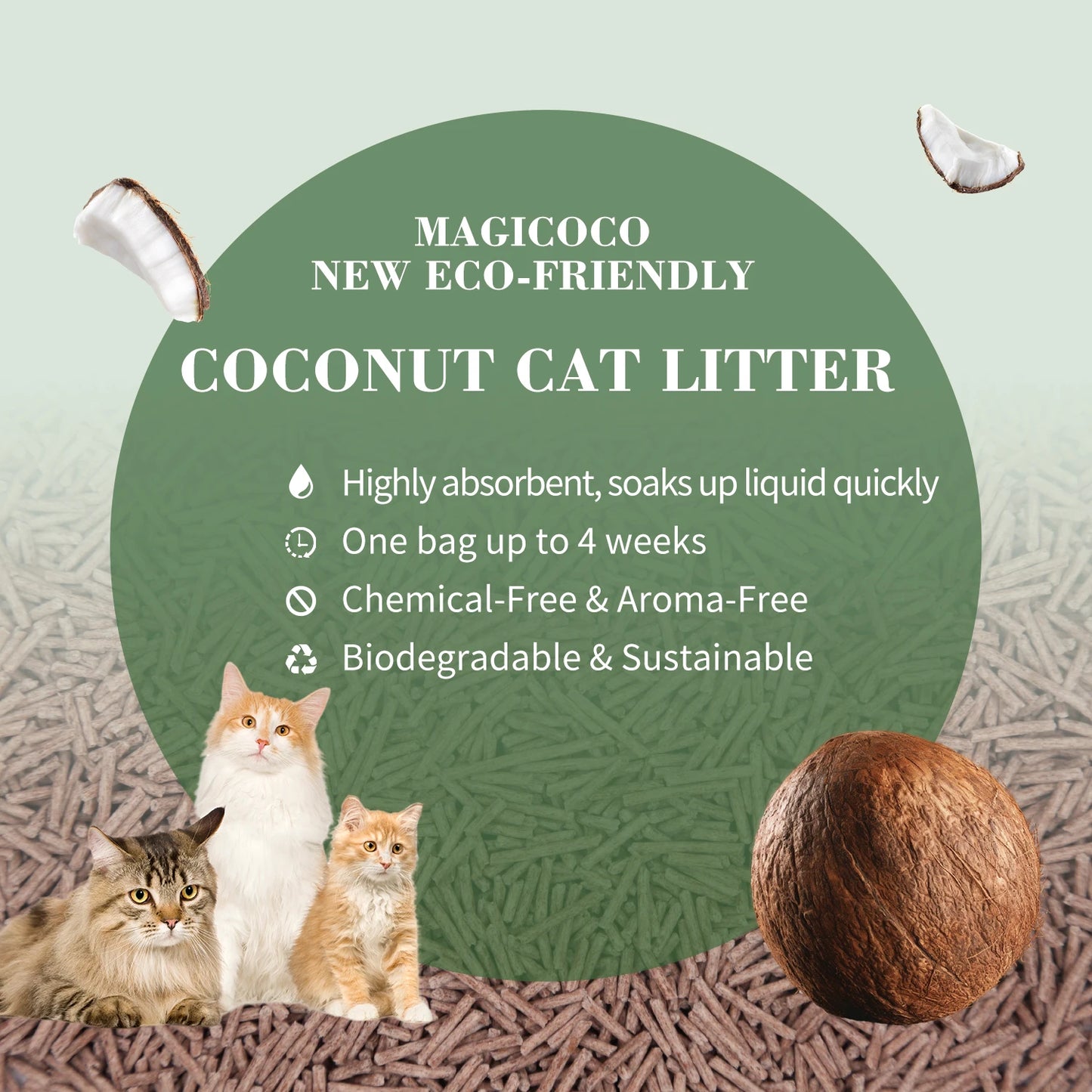 Bioline Coconut Cat Litter Odor Control Flushable Natural