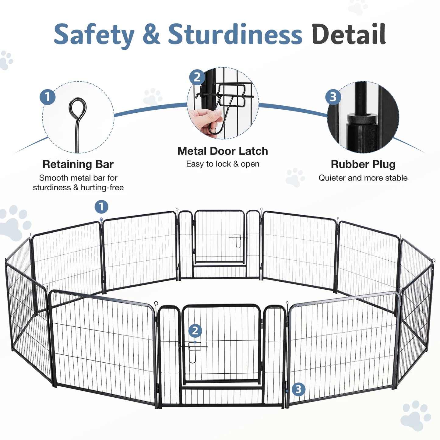 JHK Foldable Metal Dog Playpen Pet Fence Indoor Outdoor Exercise