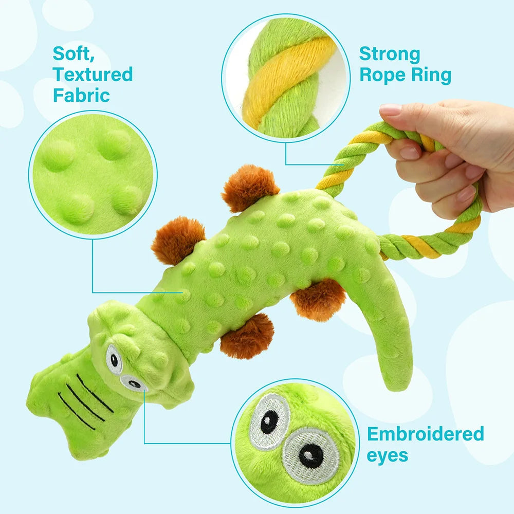 Dog Squeaky Plush Toy Pack For Interactive Tug Of War