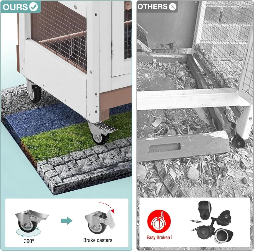 Indoor Rabbit Hutch Cage With Sliding Trays And Ramp