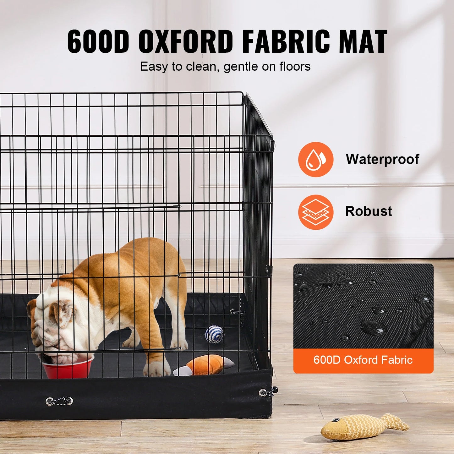 Foldable Metal Dog Playpen With Door And Oxford Fabric Pad