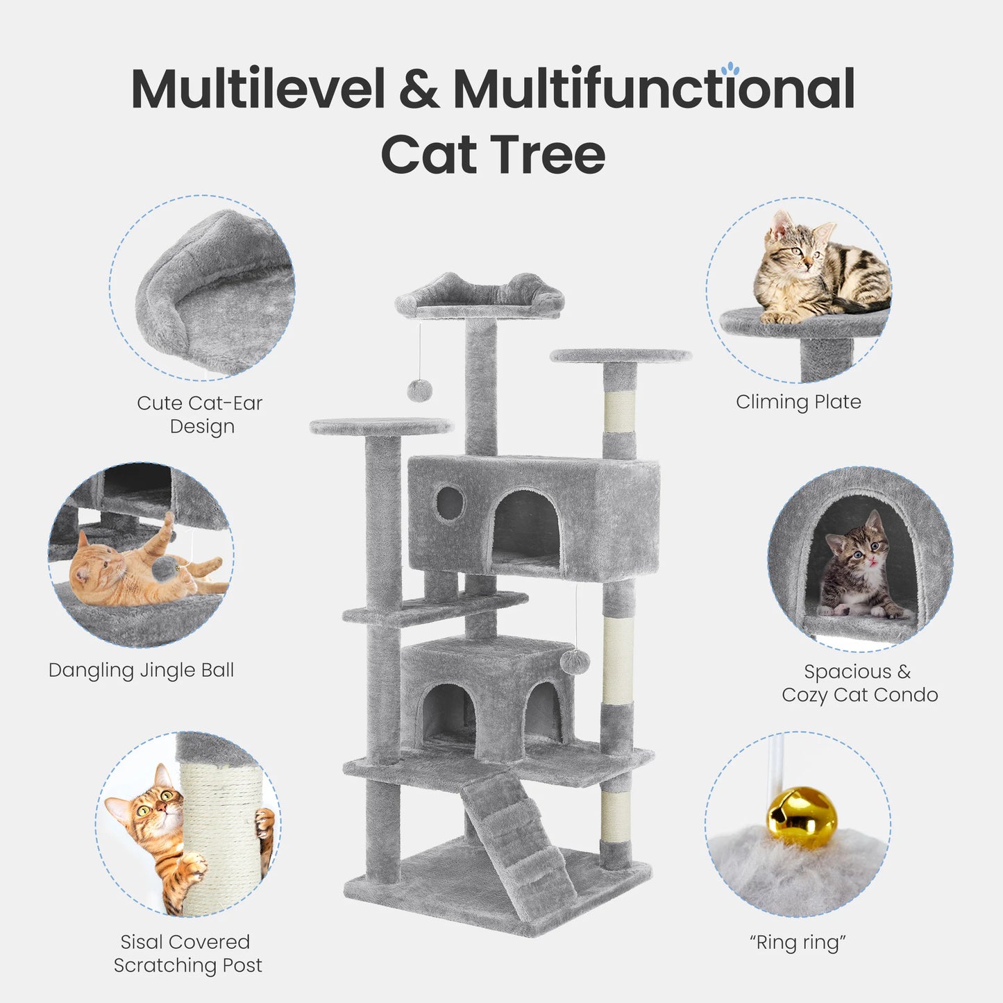 MCQ Indoor Cat Tree Tower With Platforms And Sisal Post