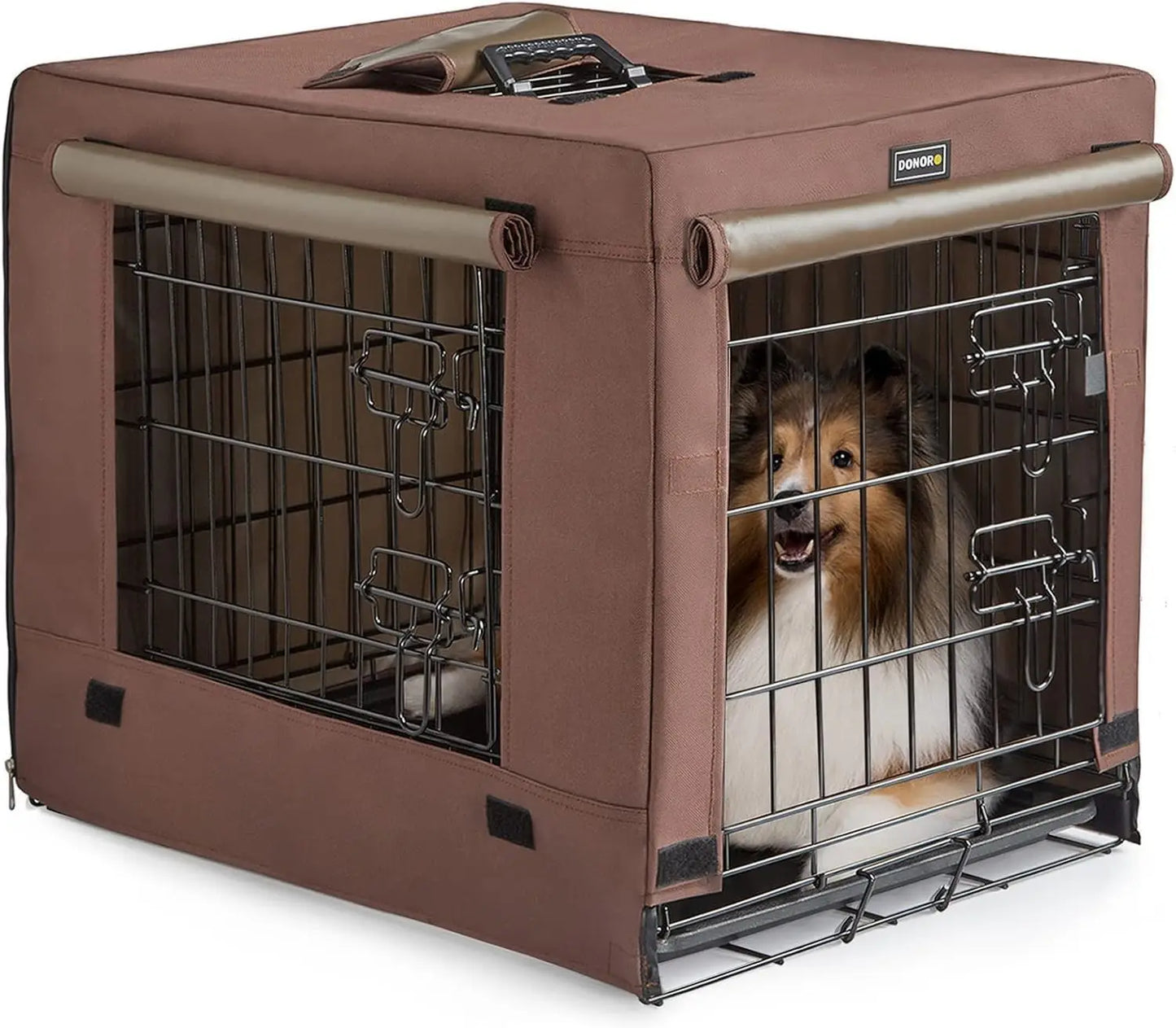 Collapsible Double Door Dog Crate for Small to Medium Pets