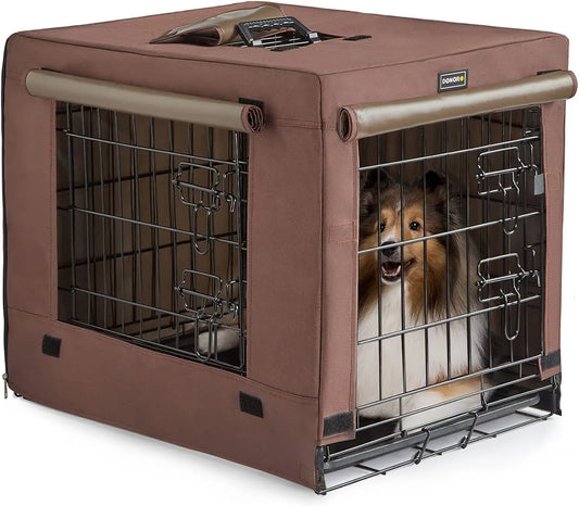 Collapsible Double Door Dog Crate for Small to Medium Pets