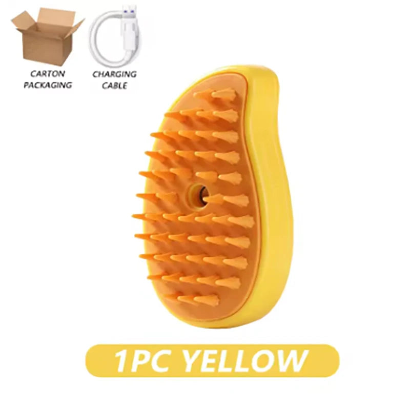 Pet Steam Hair Removal Brush 3 In 1 Silicone Groomer