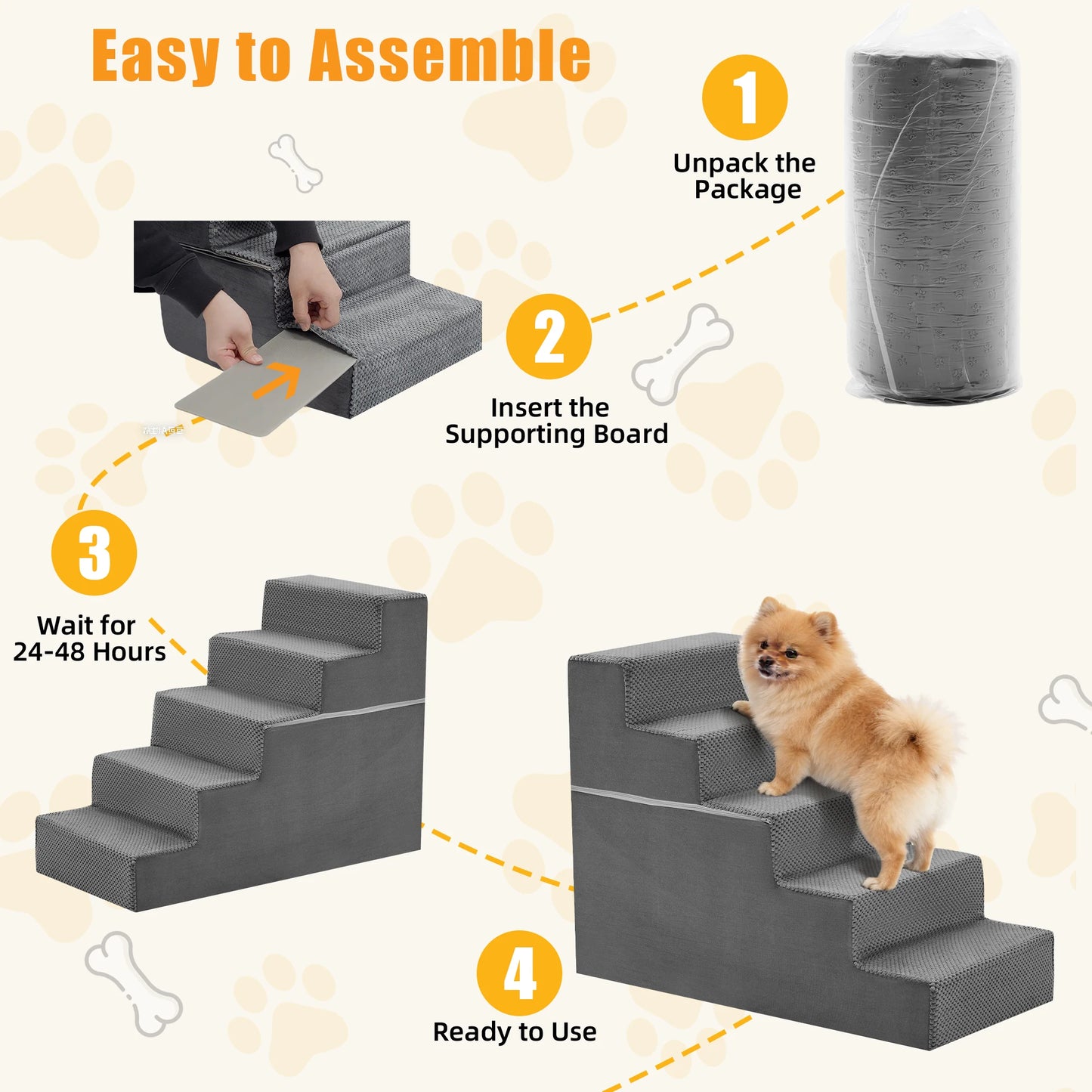 Foam Dog Steps Ramp For Small Dogs Non Slip Indoor