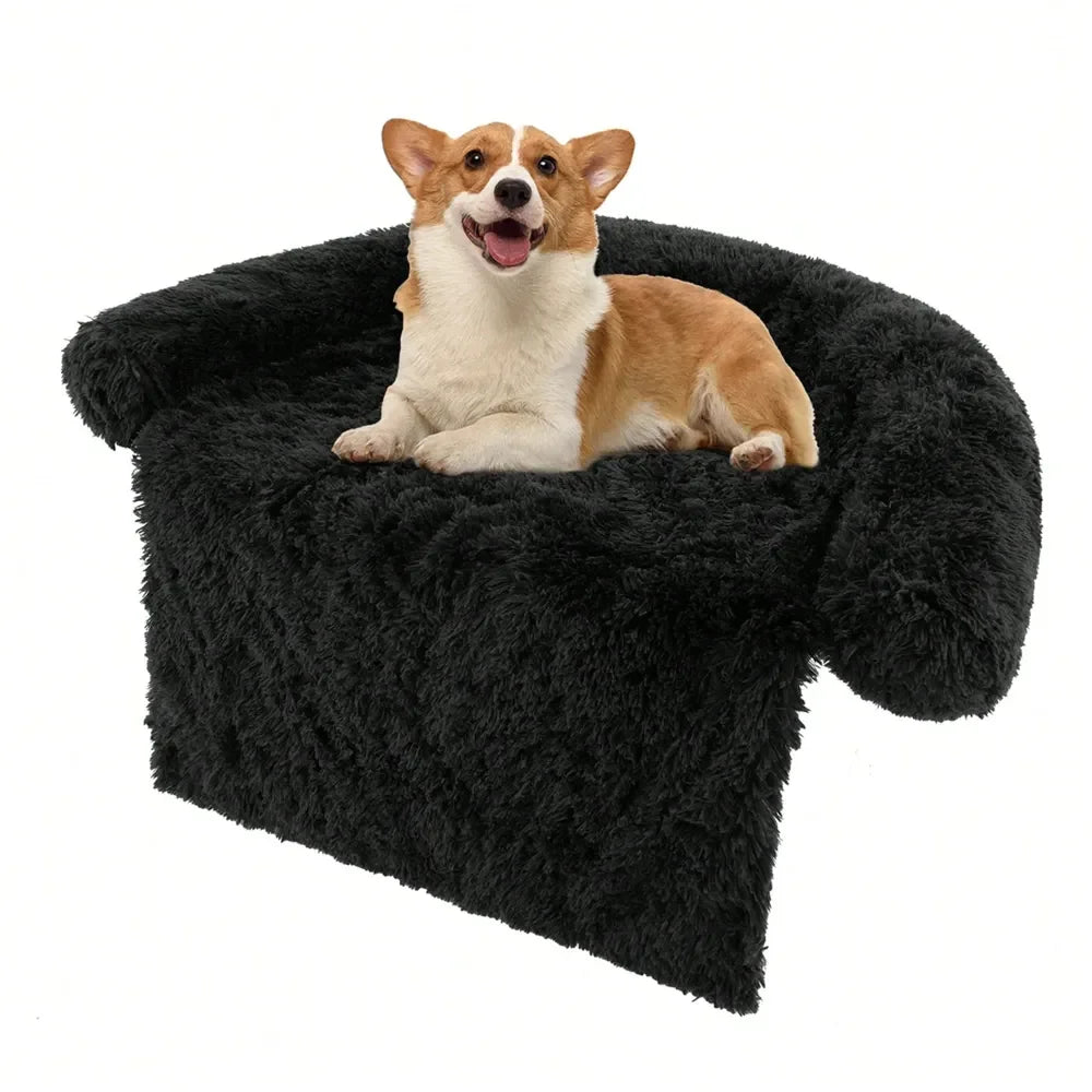 Calming Plush Dog Bed With Anti Slip Bottom Cushion Mat