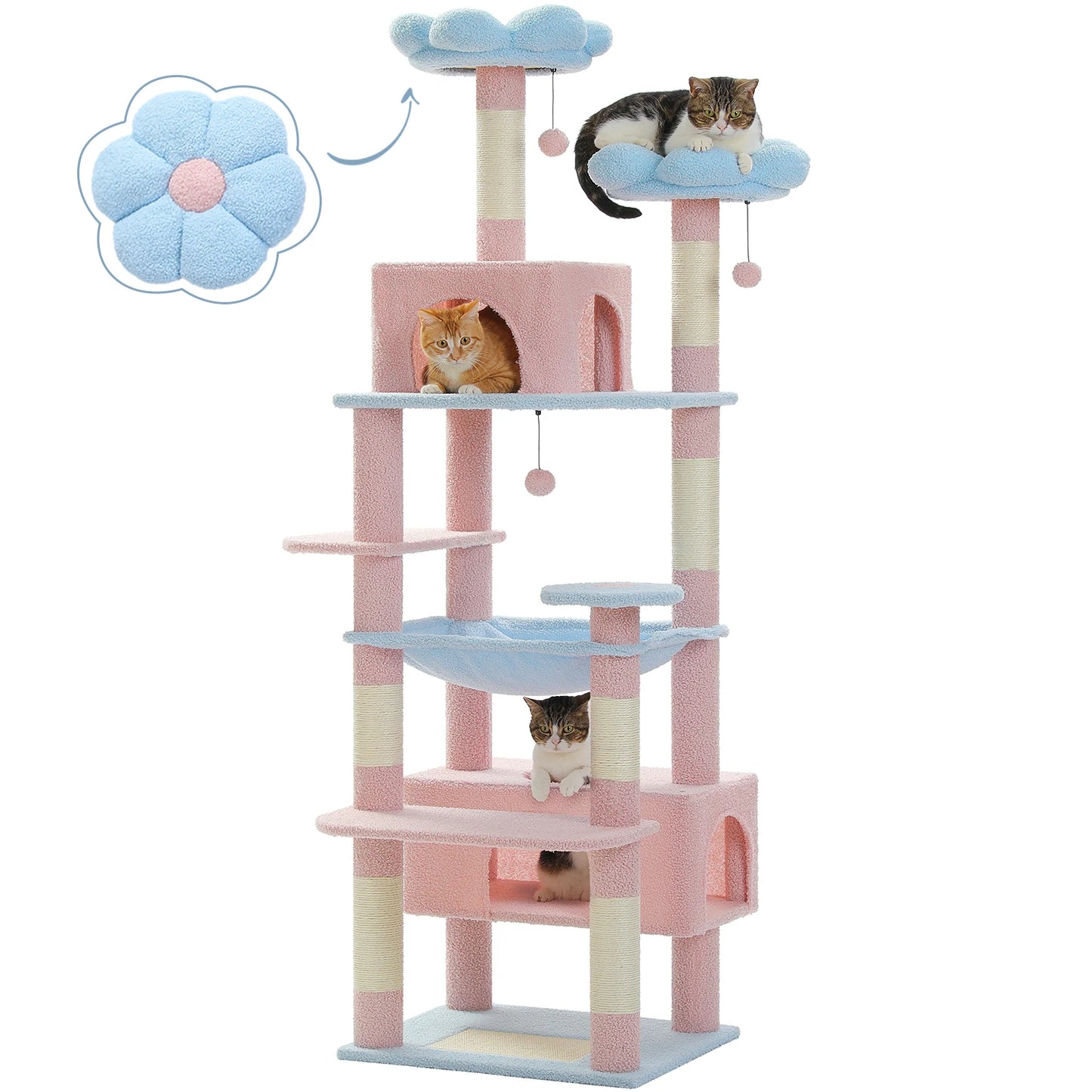 PEQULTI Five-Level Cat Tree Tower With Scratching Posts And Hammock