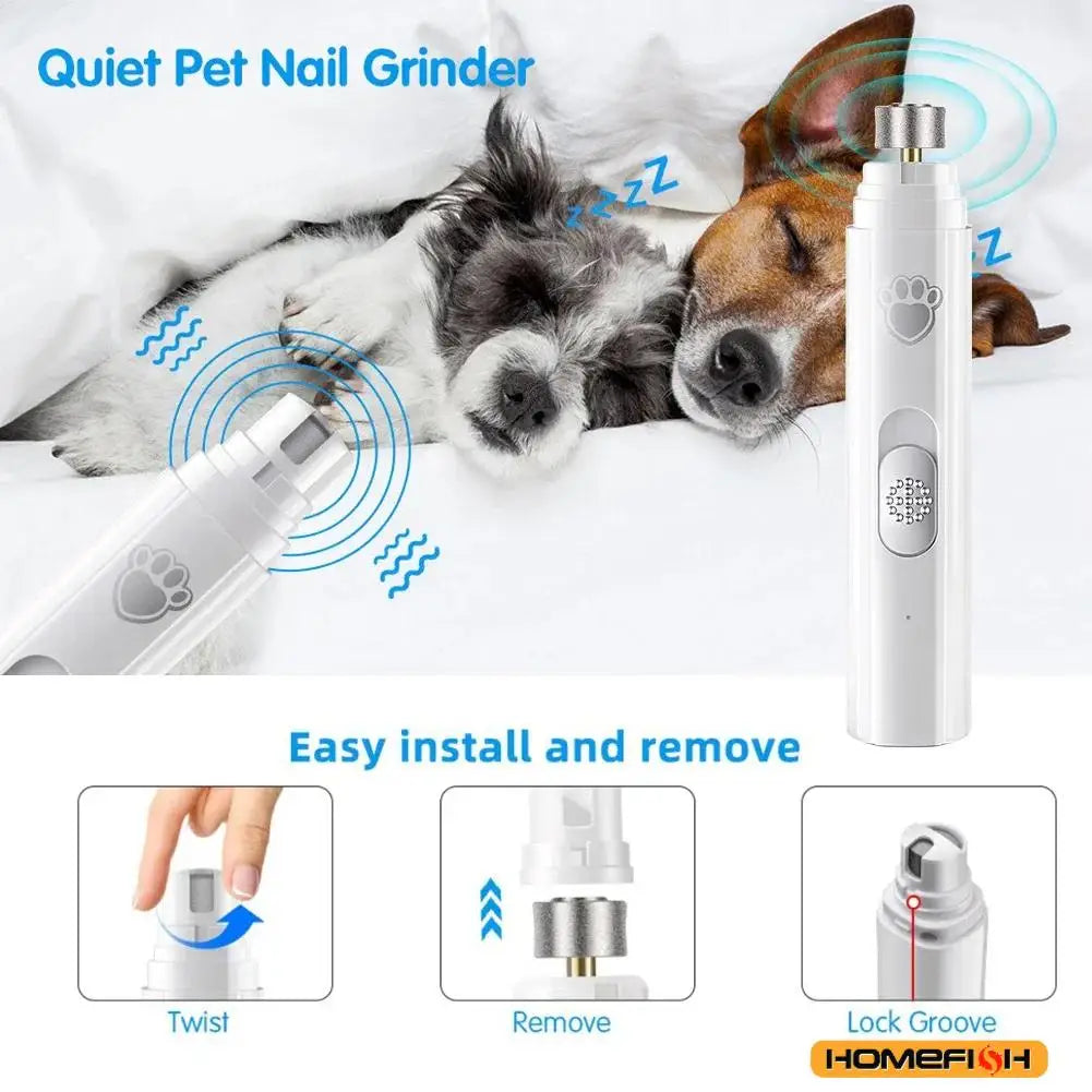 Electric Dog Nail Grinder USB Rechargeable Pet Trimmer With Wheel