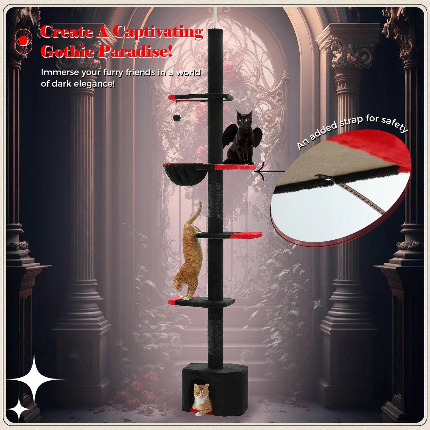 PAWZ Road Gothic Cat Tree Floor To Ceiling Tower Deluxe