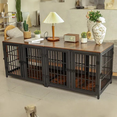 BORWART Ultra Thicken Furniture Style Double Dog Crate With Divider