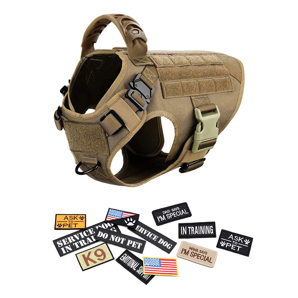 PETRAVEL Military Large Dog Harness Vest Tactical Training Gear