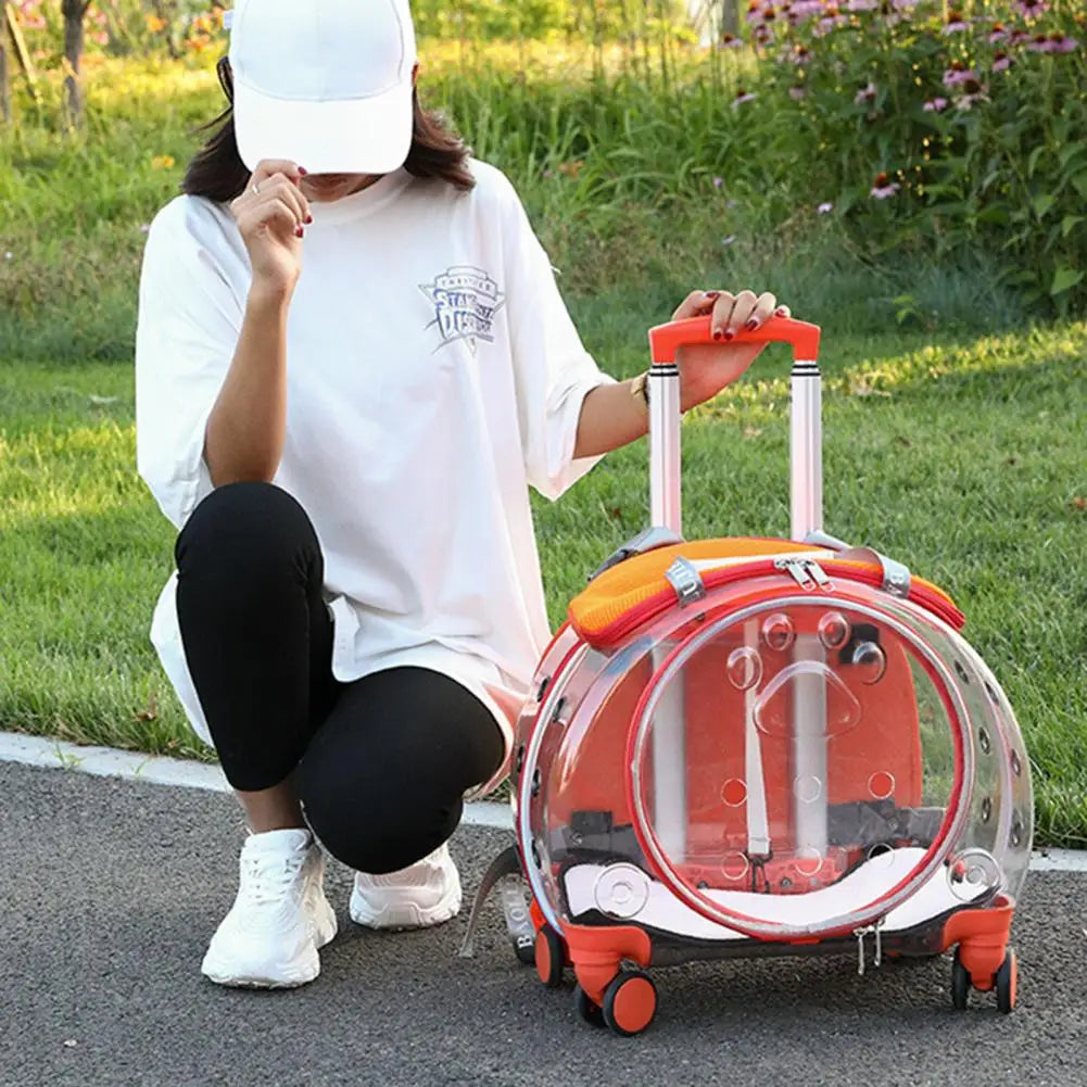 Pet Trolley Case With Ventilation Holes For Cats Travel Carrier