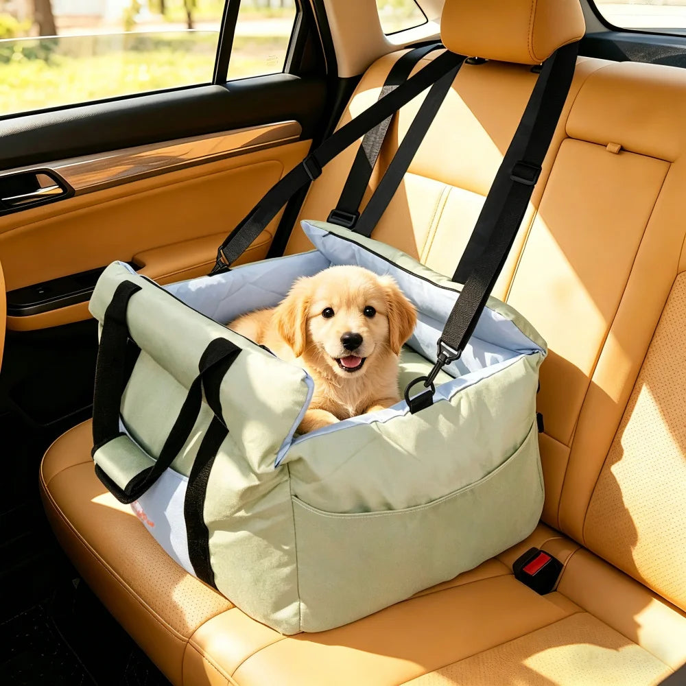 Borwart Portable Pet Dog Car Booster Seat With Belt Cover