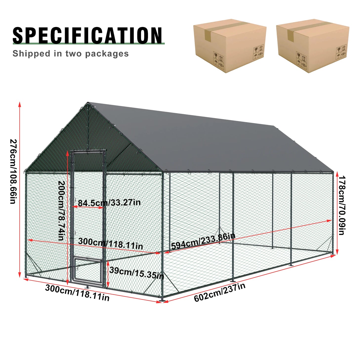 BINGOPAW Large Outdoor Metal Chicken Coop Walk In Poultry Run