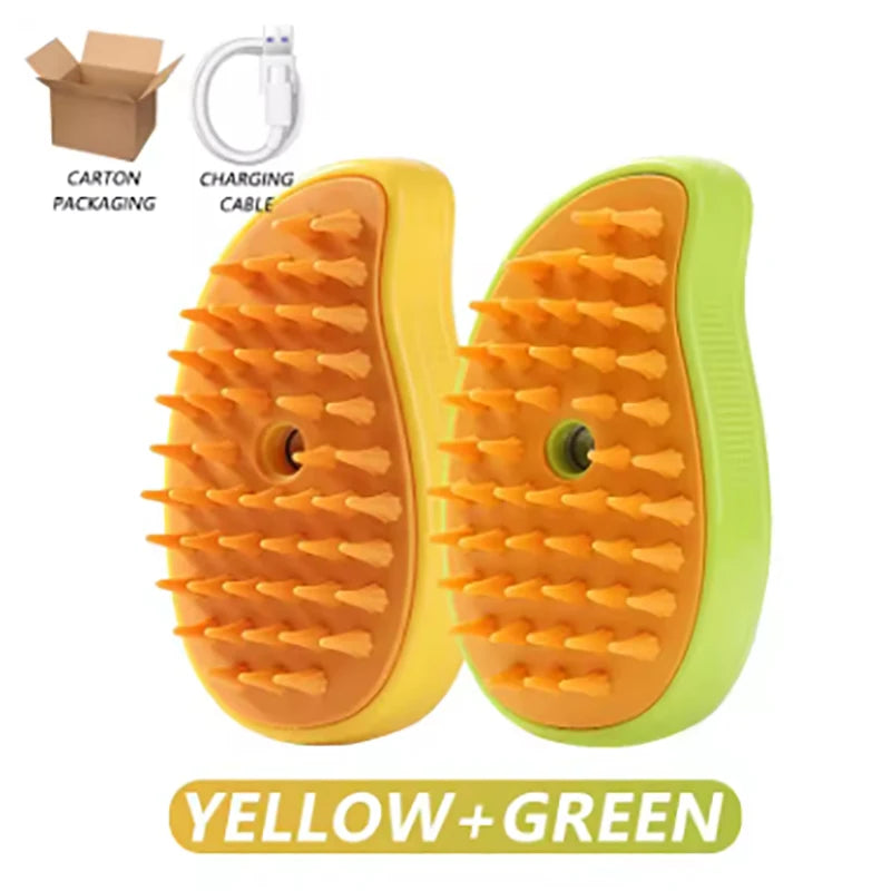 Pet Steam Hair Removal Brush 3 In 1 Silicone Groomer