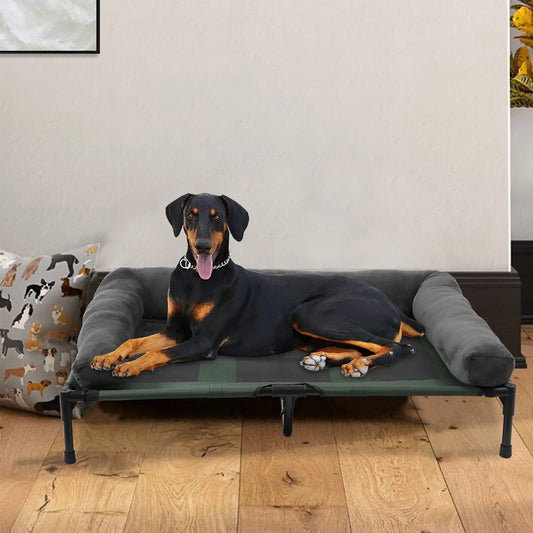 BINGOPAW Elevated Dog Bed Lounger With Detachable Plush Bolster Cooling