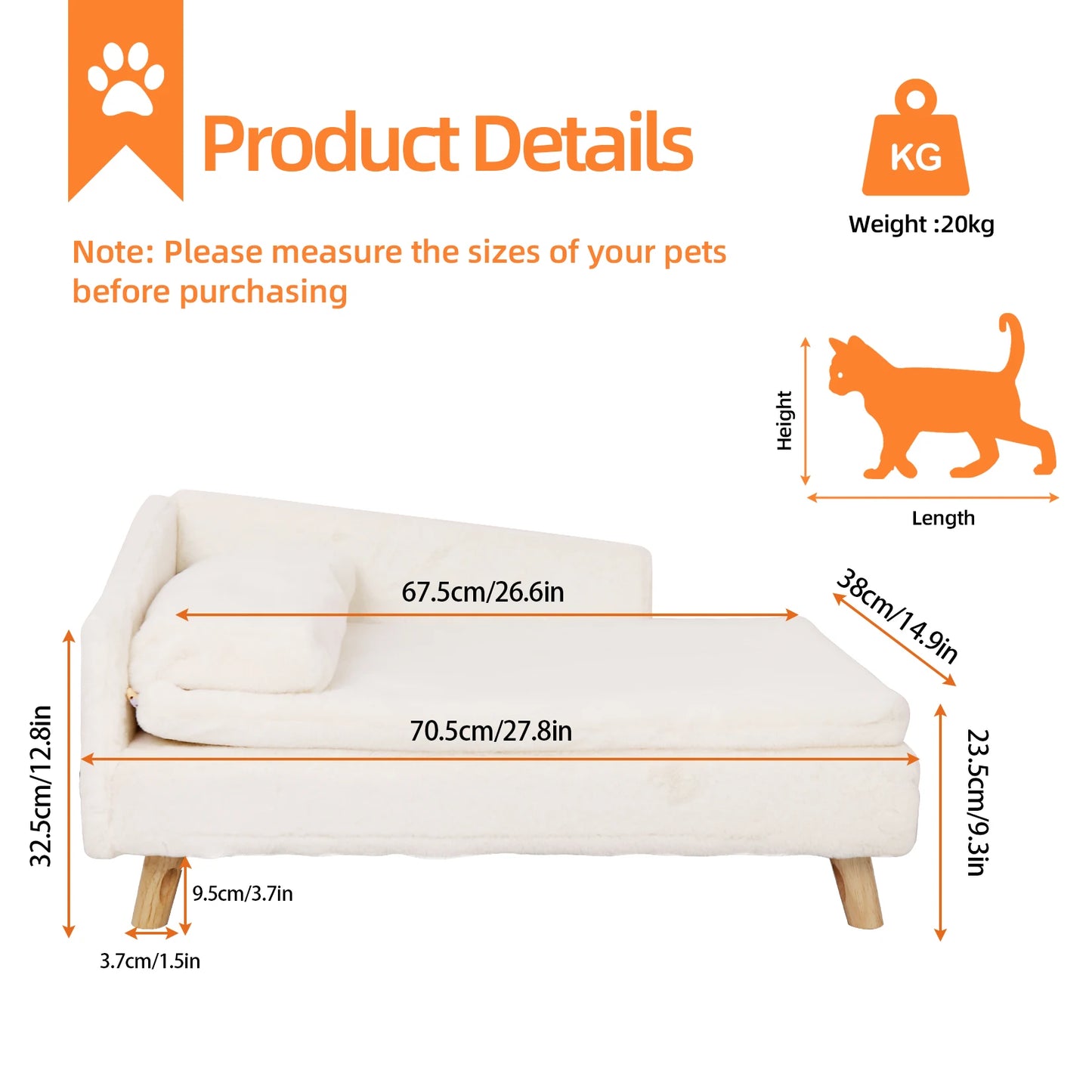 Bingopaw Elevated Pet Bed With Waterproof Cozy Pad And Wood