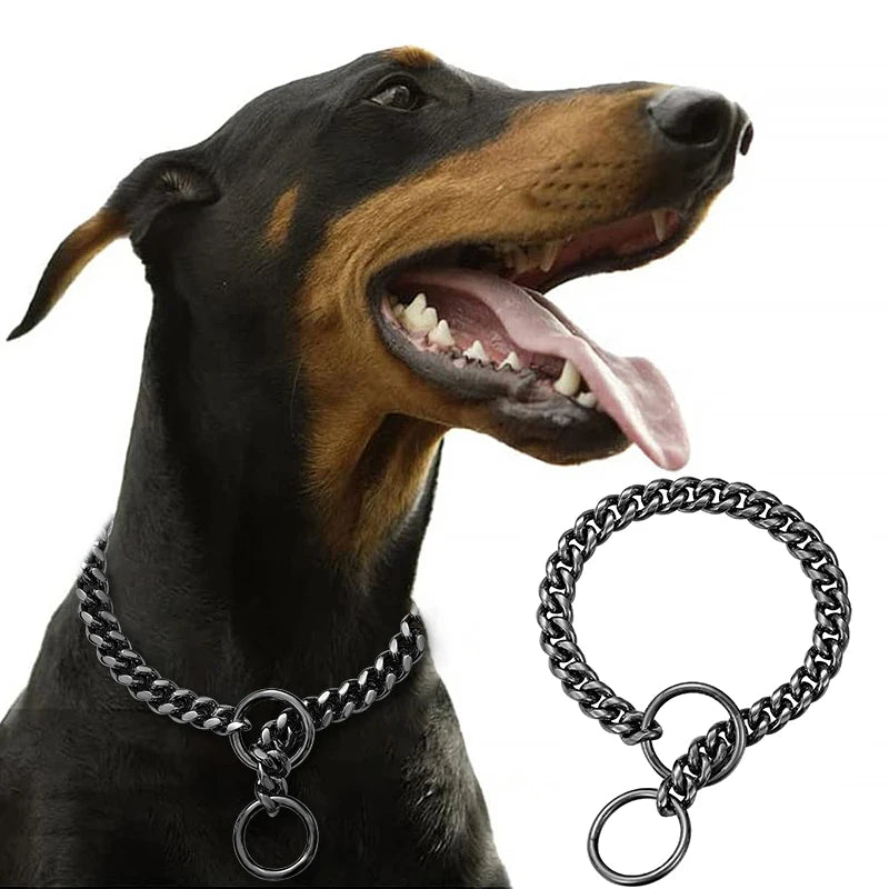 Stainless Steel Chain Collar For Dogs Cuban Link Training Collar