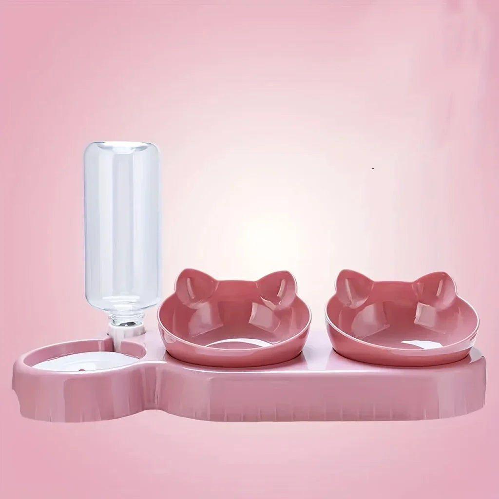 Three In One Ear Shaped Pet Feeding Bowl Gravity Dispenser