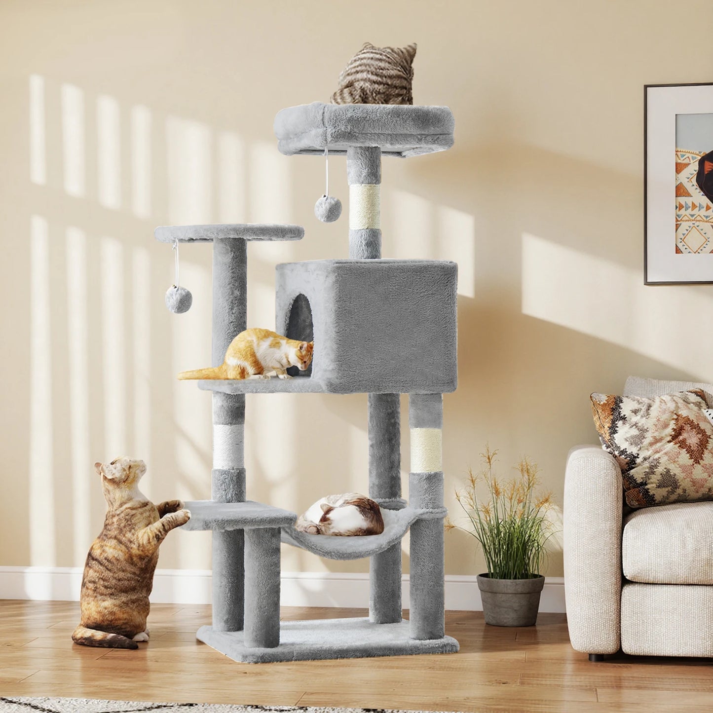 JHK Indoor Cat Tree MultiCat Climbing Tower with Sisal Posts