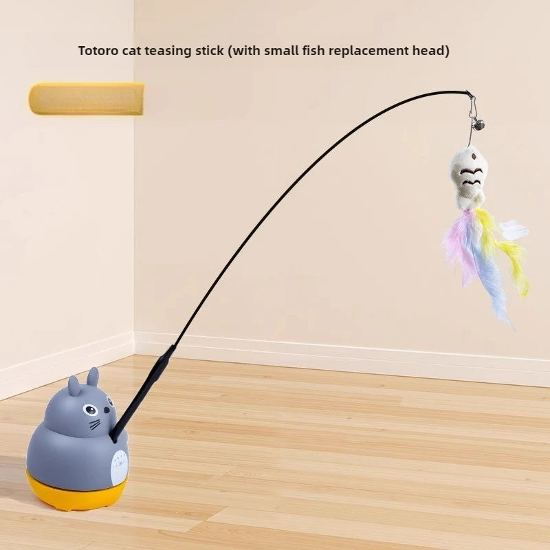 Cat Teaser Feather Wand Toy With Steel Wire Pole Kitten