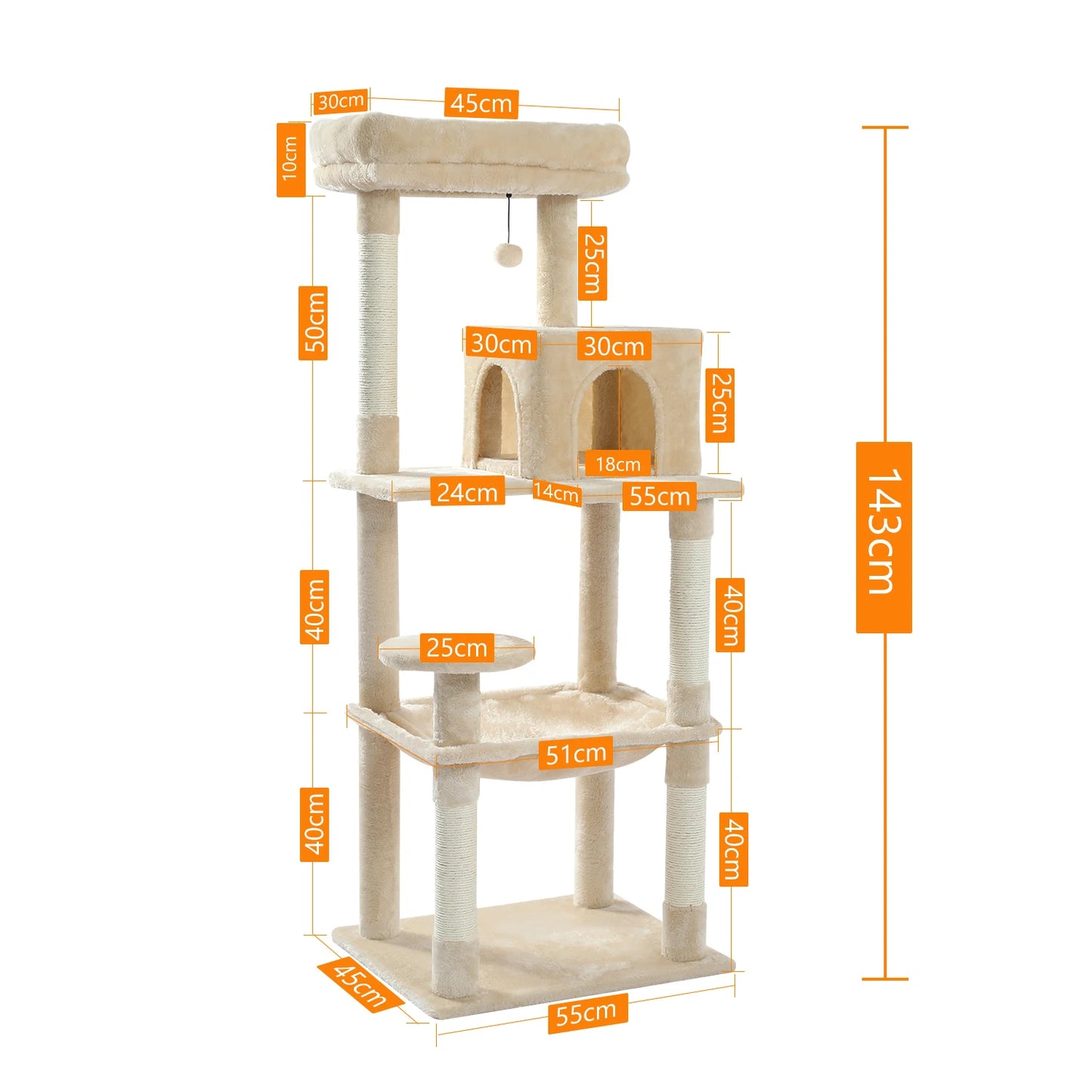PAWZ Road Cat Tree Five Level Indoor Tower Cozy Condo