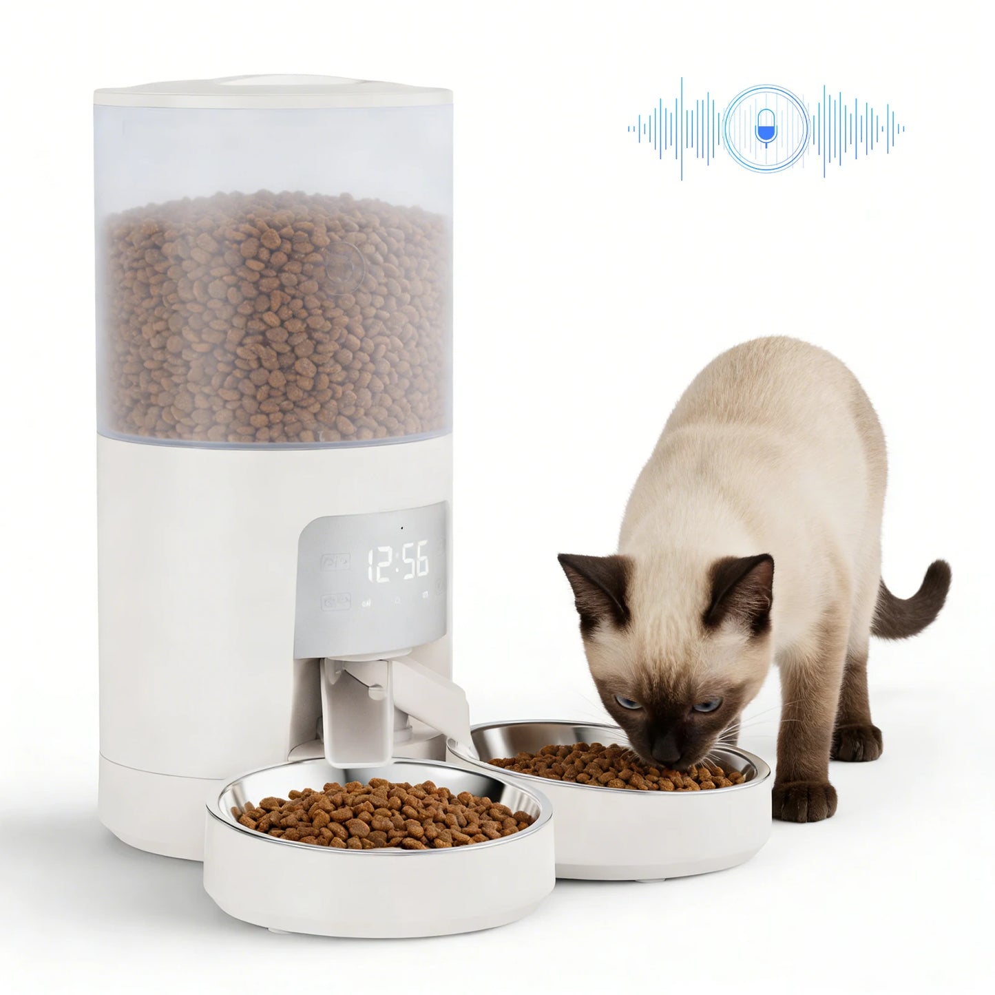Automatic Cat Feeder With Stainless Bowls And Digital Timer