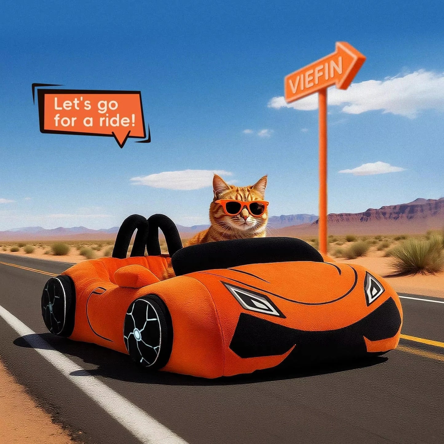 CWV Supercar Designed Coral Fleece Cat Bed With Soft Pillow