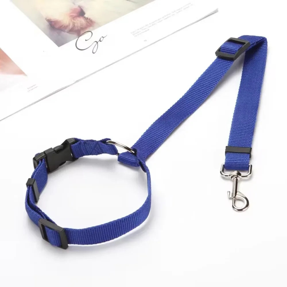 Two-In-One Pet Car Seat Belt Nylon Lead For Dogs Backseat